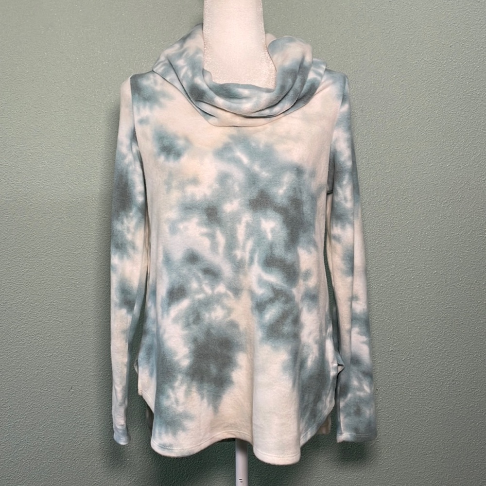 Ady P Blue Cowl Neck Long Sleeve Active Top
